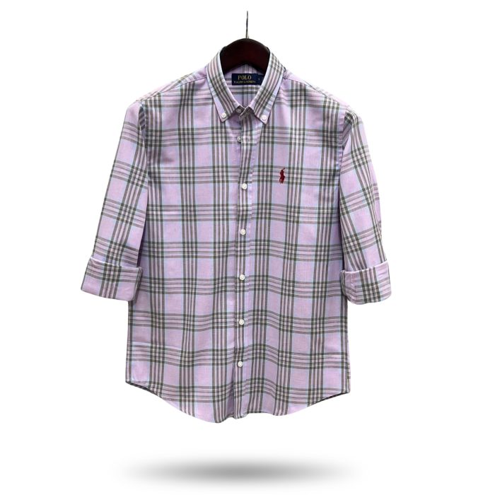 Purple check full sleeve premium cotton shirt- ST250528