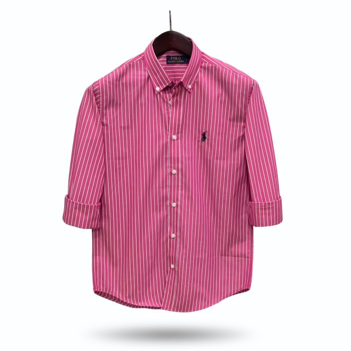 Pink Magenta Pencil Stripe full sleeve premium cotton shirt – ST250604